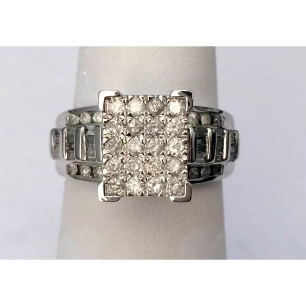 1 carat 10k white gold diamond Cinderella ring